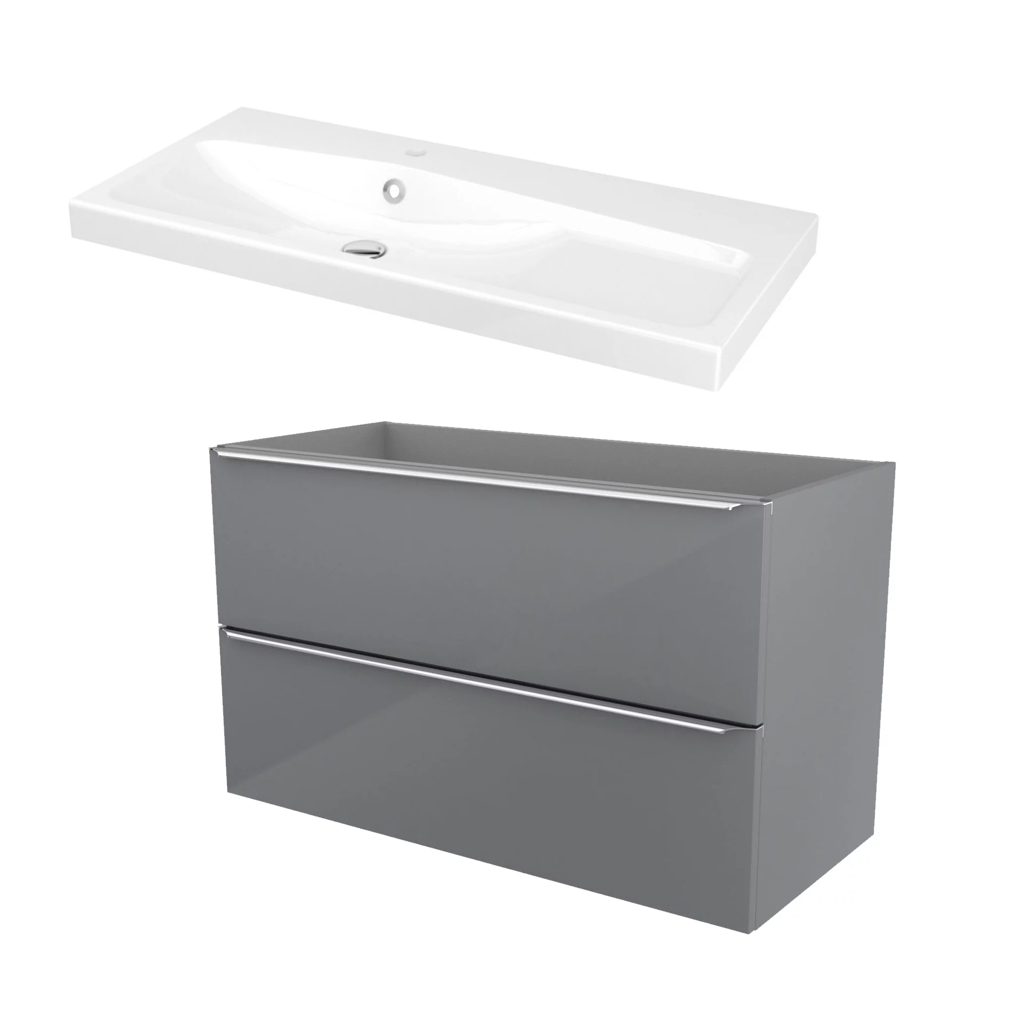 GoodHome Imandra & Mila Grey Wall-mounted Vanity Unit & Basin Set (W)1004mm 3 GoodHome Imandra & Mila Grey Wall-mounted Vanity Unit & Basin Set (W)1004mm