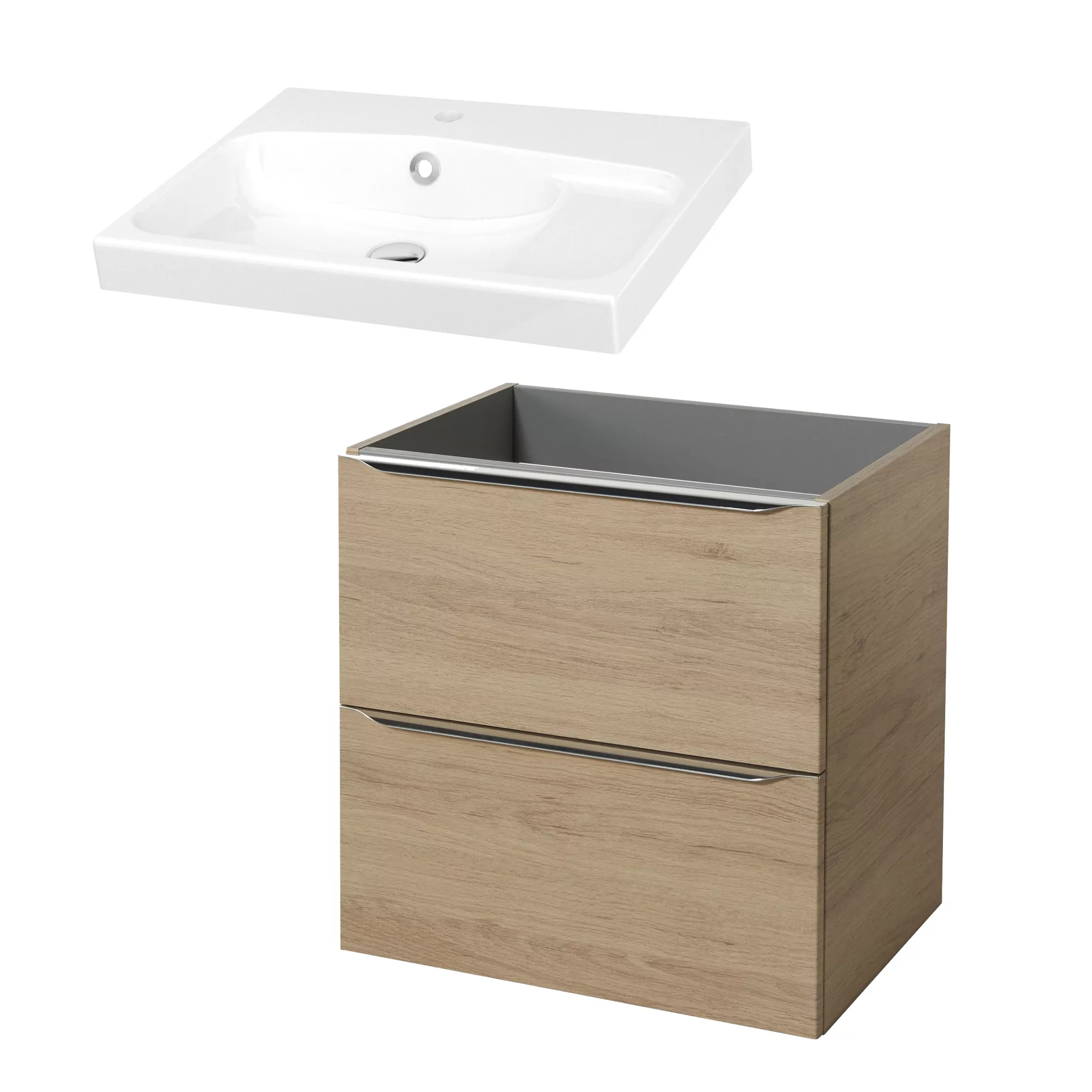 GoodHome Imandra & Mila Oak Effect Freestanding Vanity Unit & Basin Set (W)604mm 3 GoodHome Imandra & Mila Oak Effect Freestanding Vanity Unit & Basin Set (W)604mm