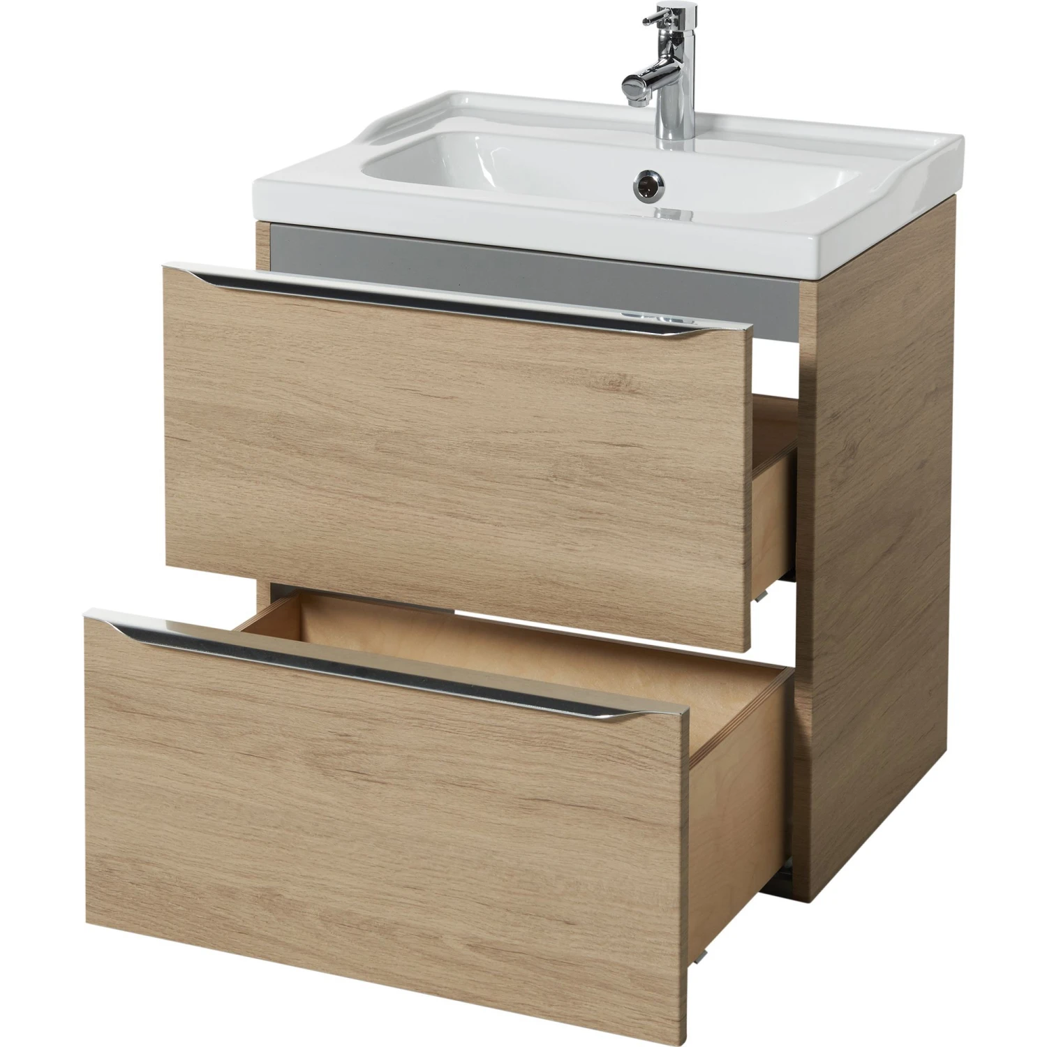 GoodHome Imandra & Mila Oak Effect Freestanding Vanity Unit & Basin Set (W)604mm 5 GoodHome Imandra & Mila Oak Effect Freestanding Vanity Unit & Basin Set (W)604mm - Image 3