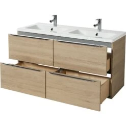 GoodHome Imandra & Mila Oak Effect Wall-mounted Vanity Unit & Basin Set (W)1204mm -Crystal Bathware goodhome imandra mila oak effect wall mounted vanity unit basin set w 1204mm3663602313045 03c bq