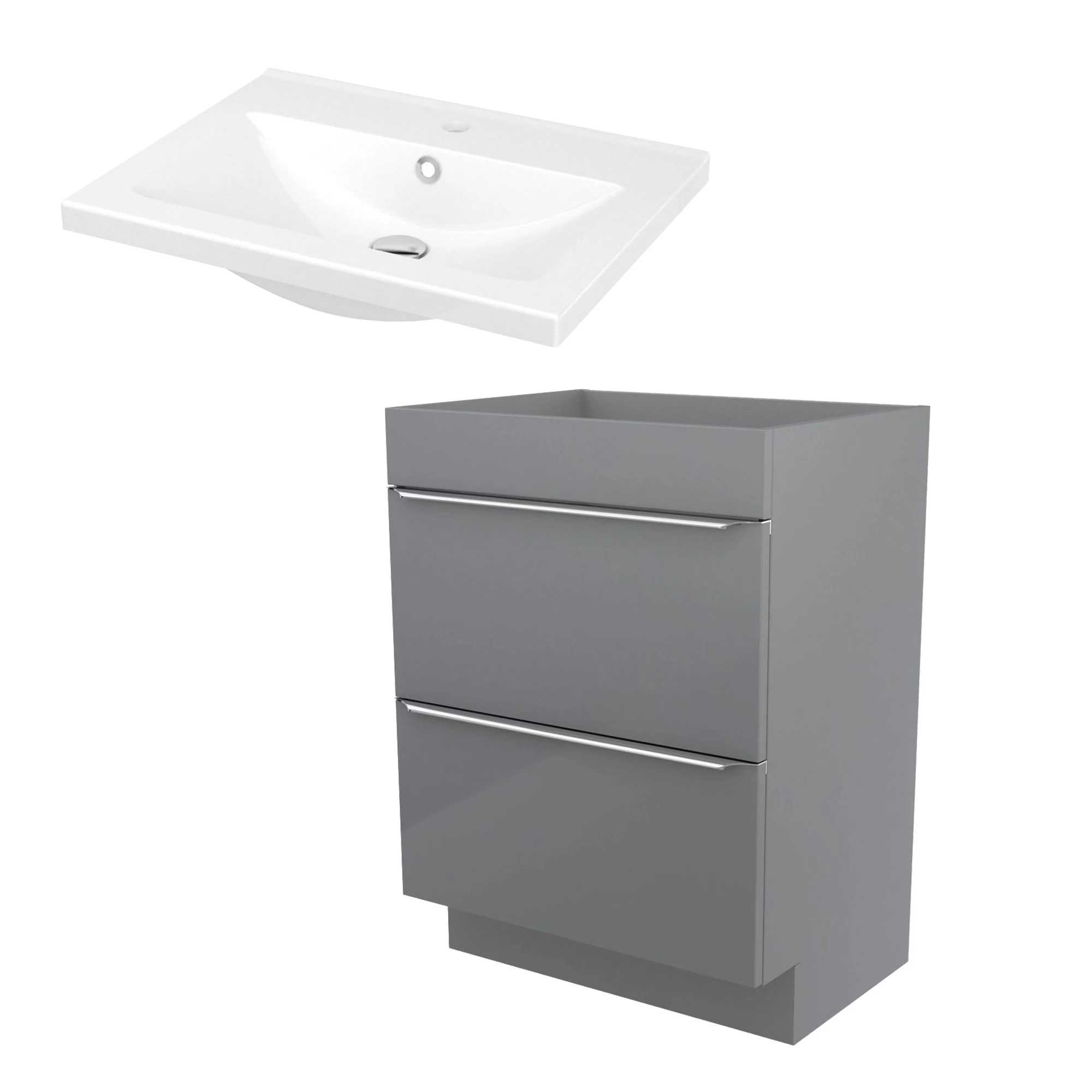 GoodHome Imandra & Nira Grey Freestanding Vanity Unit & Basin Set (W)604mm 3 GoodHome Imandra & Nira Grey Freestanding Vanity Unit & Basin Set (W)604mm