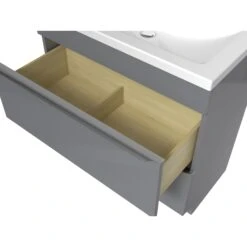 GoodHome Imandra & Nira Grey Freestanding Vanity Unit & Basin Set (W)804mm -Crystal Bathware goodhome imandra nira grey freestanding vanity unit basin set w 804mm3663602312741 36c bq