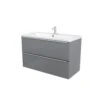 GoodHome Imandra & Nira Grey Wall-mounted Vanity Unit & Basin Set (W)1004mm -Crystal Bathware goodhome imandra nira grey wall mounted vanity unit basin set w 1004mm3663602312888 05c bq