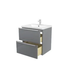 GoodHome Imandra & Nira Grey Wall-mounted Vanity Unit & Basin Set (W)604mm -Crystal Bathware goodhome imandra nira grey wall mounted vanity unit basin set w 604mm3663602313199 04c bq