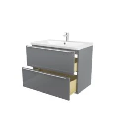 GoodHome Imandra & Nira Grey Wall-mounted Vanity Unit & Basin Set (W)804mm -Crystal Bathware goodhome imandra nira grey wall mounted vanity unit basin set w 804mm3663602313342 05c bq