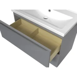 GoodHome Imandra & Nira Grey Wall-mounted Vanity Unit & Basin Set (W)804mm -Crystal Bathware goodhome imandra nira grey wall mounted vanity unit basin set w 804mm3663602313342 06c bq