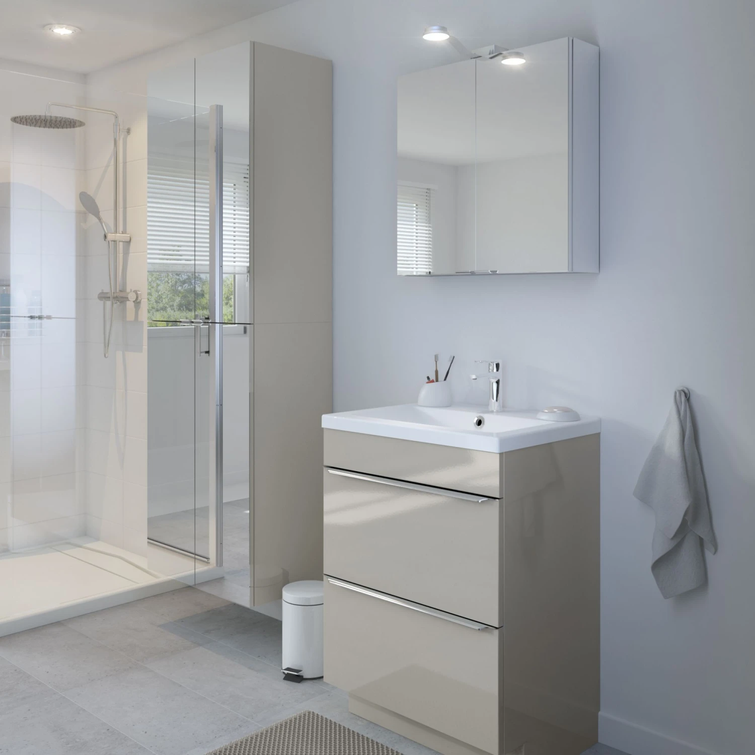 GoodHome Imandra & Nira Taupe Freestanding Vanity Unit & Basin Set (W)604mm 7 GoodHome Imandra & Nira Taupe Freestanding Vanity Unit & Basin Set (W)604mm - Image 5