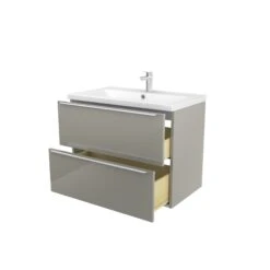 GoodHome Imandra & Nira Taupe Wall-mounted Vanity Unit & Basin Set (W)804mm -Crystal Bathware goodhome imandra nira taupe wall mounted vanity unit basin set w 804mm3663602313403 03c bq