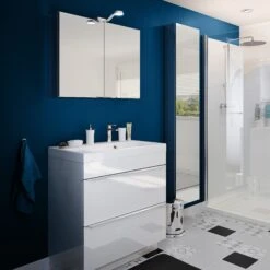 GoodHome Imandra & Nira White Freestanding Vanity Unit & Basin Set (W)804mm -Crystal Bathware goodhome imandra nira white freestanding vanity unit basin set w 804mm3663602312833 02i bq