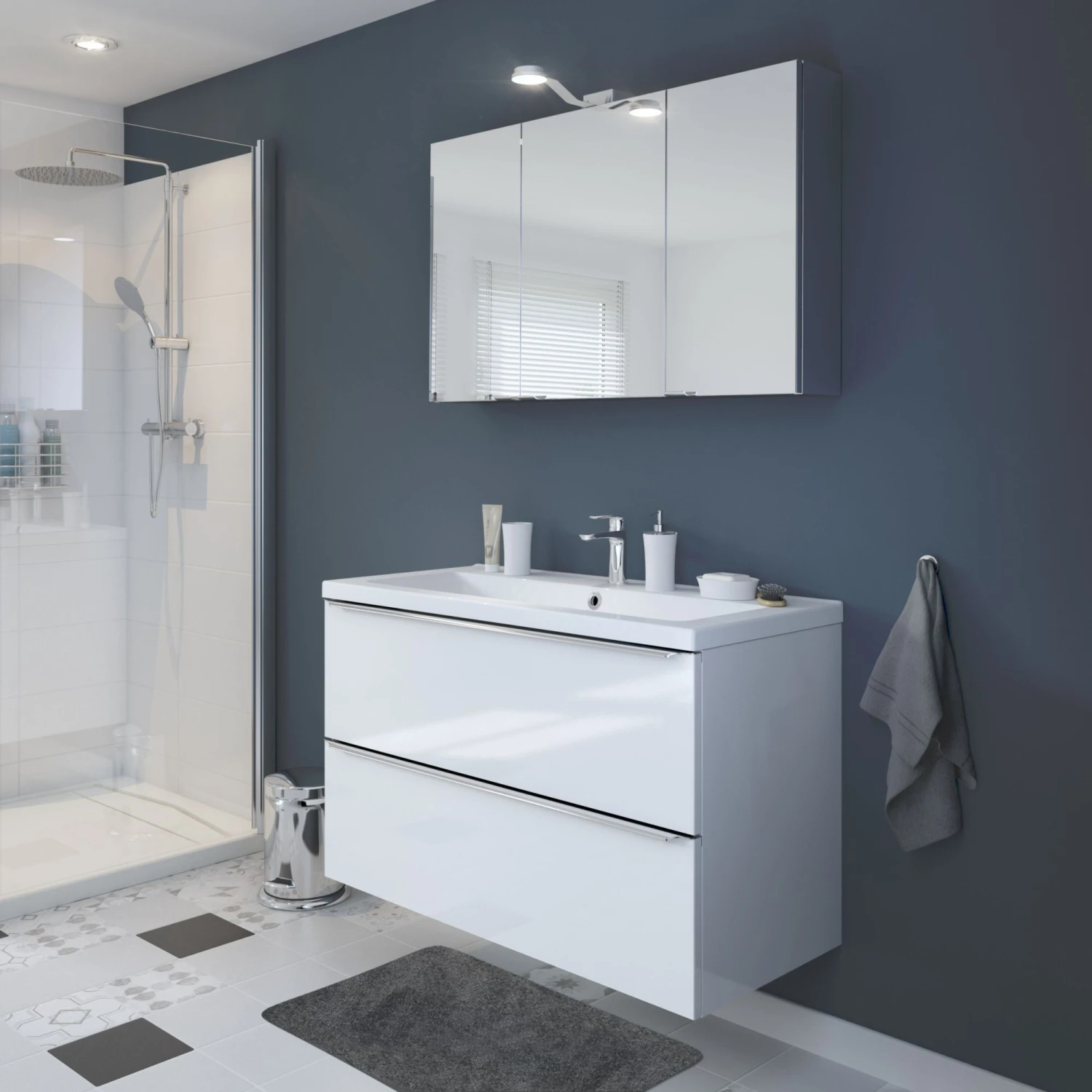 GoodHome Imandra & Nira White Wall-mounted Vanity Unit & Basin Set (W)1004mm 9 GoodHome Imandra & Nira White Wall-mounted Vanity Unit & Basin Set (W)1004mm - Image 7