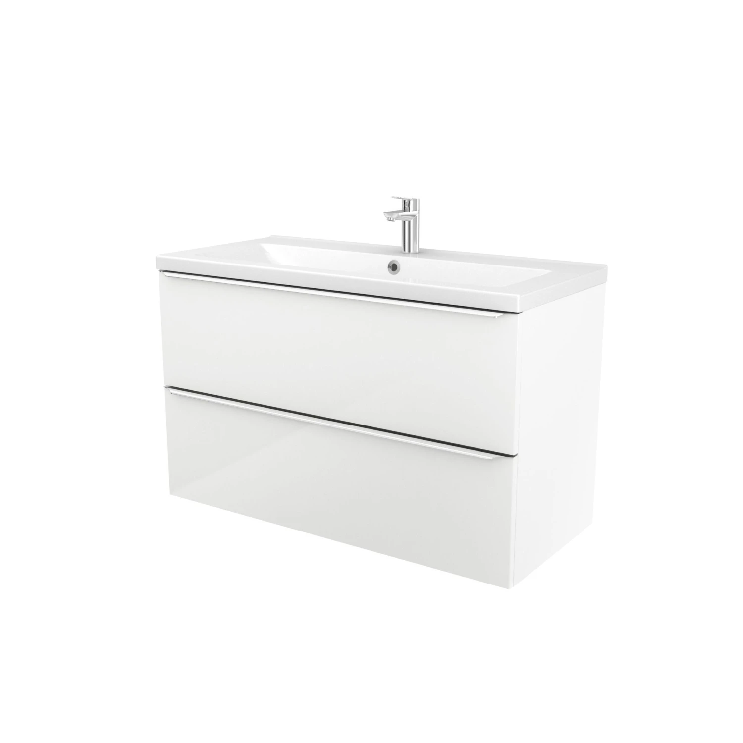 GoodHome Imandra & Nira White Wall-mounted Vanity Unit & Basin Set (W)1004mm 3 GoodHome Imandra & Nira White Wall-mounted Vanity Unit & Basin Set (W)1004mm