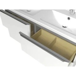 GoodHome Imandra & Nira White Wall-mounted Vanity Unit & Basin Set (W)1204mm -Crystal Bathware goodhome imandra nira white wall mounted vanity unit basin set w 1204mm3663602313137 39c bq