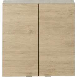 GoodHome Imandra Oak Effect Double Wall Cabinet (W)600mm (H)600mm -Crystal Bathware goodhome imandra oak effect double wall cabinet w 600mm h 600mm3663602526865 02bq