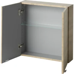 GoodHome Imandra Oak Effect Double Wall Cabinet (W)600mm (H)600mm -Crystal Bathware goodhome imandra oak effect double wall cabinet w 600mm h 600mm3663602526865 03bq