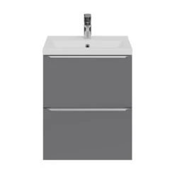 GoodHome Imandra Slimline Gloss Grey Wall-mounted Bathroom Cabinet (H)60cm (W)50cm -Crystal Bathware goodhome imandra slimline gloss grey wall mounted bathroom cabinet h 60cm w 50cm5059340393063 21c