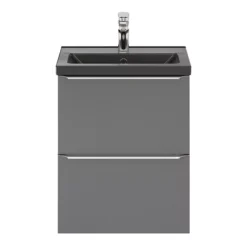 GoodHome Imandra Slimline Gloss Grey Wall-mounted Bathroom Cabinet (H)60cm (W)50cm -Crystal Bathware goodhome imandra slimline gloss grey wall mounted bathroom cabinet h 60cm w 50cm5059340393063 24c