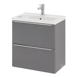 GoodHome Imandra Slimline Gloss Grey Wall-mounted Bathroom Cabinet (H)60cm (W)60cm -Crystal Bathware goodhome imandra slimline gloss grey wall mounted bathroom cabinet h 60cm w 60cm5059340393070 22c