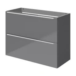 GoodHome Imandra Slimline Gloss Grey Wall-mounted Bathroom Cabinet (H)60cm (W)80cm