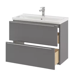 GoodHome Imandra Slimline Gloss Grey Wall-mounted Bathroom Cabinet (H)60cm (W)80cm -Crystal Bathware goodhome imandra slimline gloss grey wall mounted bathroom cabinet h 60cm w 80cm5059340393087 23c