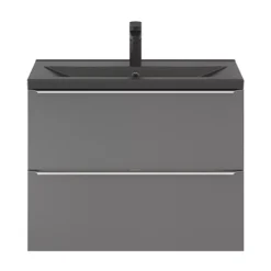 GoodHome Imandra Slimline Gloss Grey Wall-mounted Bathroom Cabinet (H)60cm (W)80cm -Crystal Bathware goodhome imandra slimline gloss grey wall mounted bathroom cabinet h 60cm w 80cm5059340393087 24c