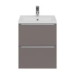 GoodHome Imandra Slimline Gloss Warm Grey Wall-mounted Bathroom Cabinet (H)60cm (W)50cm -Crystal Bathware goodhome imandra slimline gloss warm grey wall mounted bathroom cabinet h 60cm w 50cm5059340393612 21c