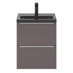 GoodHome Imandra Slimline Gloss Warm Grey Wall-mounted Bathroom Cabinet (H)60cm (W)50cm -Crystal Bathware goodhome imandra slimline gloss warm grey wall mounted bathroom cabinet h 60cm w 50cm5059340393612 24c