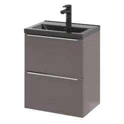 GoodHome Imandra Slimline Gloss Warm Grey Wall-mounted Bathroom Cabinet (H)60cm (W)50cm -Crystal Bathware goodhome imandra slimline gloss warm grey wall mounted bathroom cabinet h 60cm w 50cm5059340393612 25c