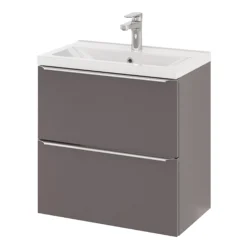 GoodHome Imandra Slimline Gloss Warm Grey Wall-mounted Bathroom Cabinet (H)60cm (W)60cm -Crystal Bathware goodhome imandra slimline gloss warm grey wall mounted bathroom cabinet h 60cm w 60cm5059340393629 22c