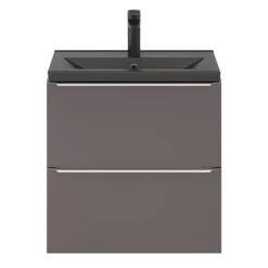 GoodHome Imandra Slimline Gloss Warm Grey Wall-mounted Bathroom Cabinet (H)60cm (W)60cm -Crystal Bathware goodhome imandra slimline gloss warm grey wall mounted bathroom cabinet h 60cm w 60cm5059340393629 24c