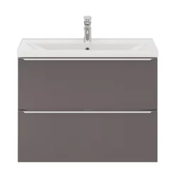 GoodHome Imandra Slimline Gloss Warm Grey Wall-mounted Bathroom Cabinet (H)60cm (W)80cm -Crystal Bathware goodhome imandra slimline gloss warm grey wall mounted bathroom cabinet h 60cm w 80cm5059340393636 21c