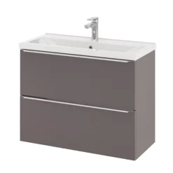 GoodHome Imandra Slimline Gloss Warm Grey Wall-mounted Bathroom Cabinet (H)60cm (W)80cm -Crystal Bathware goodhome imandra slimline gloss warm grey wall mounted bathroom cabinet h 60cm w 80cm5059340393636 22c