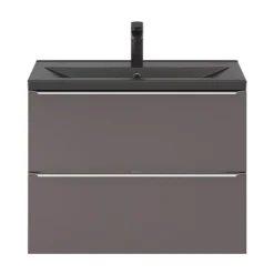 GoodHome Imandra Slimline Gloss Warm Grey Wall-mounted Bathroom Cabinet (H)60cm (W)80cm -Crystal Bathware goodhome imandra slimline gloss warm grey wall mounted bathroom cabinet h 60cm w 80cm5059340393636 24c