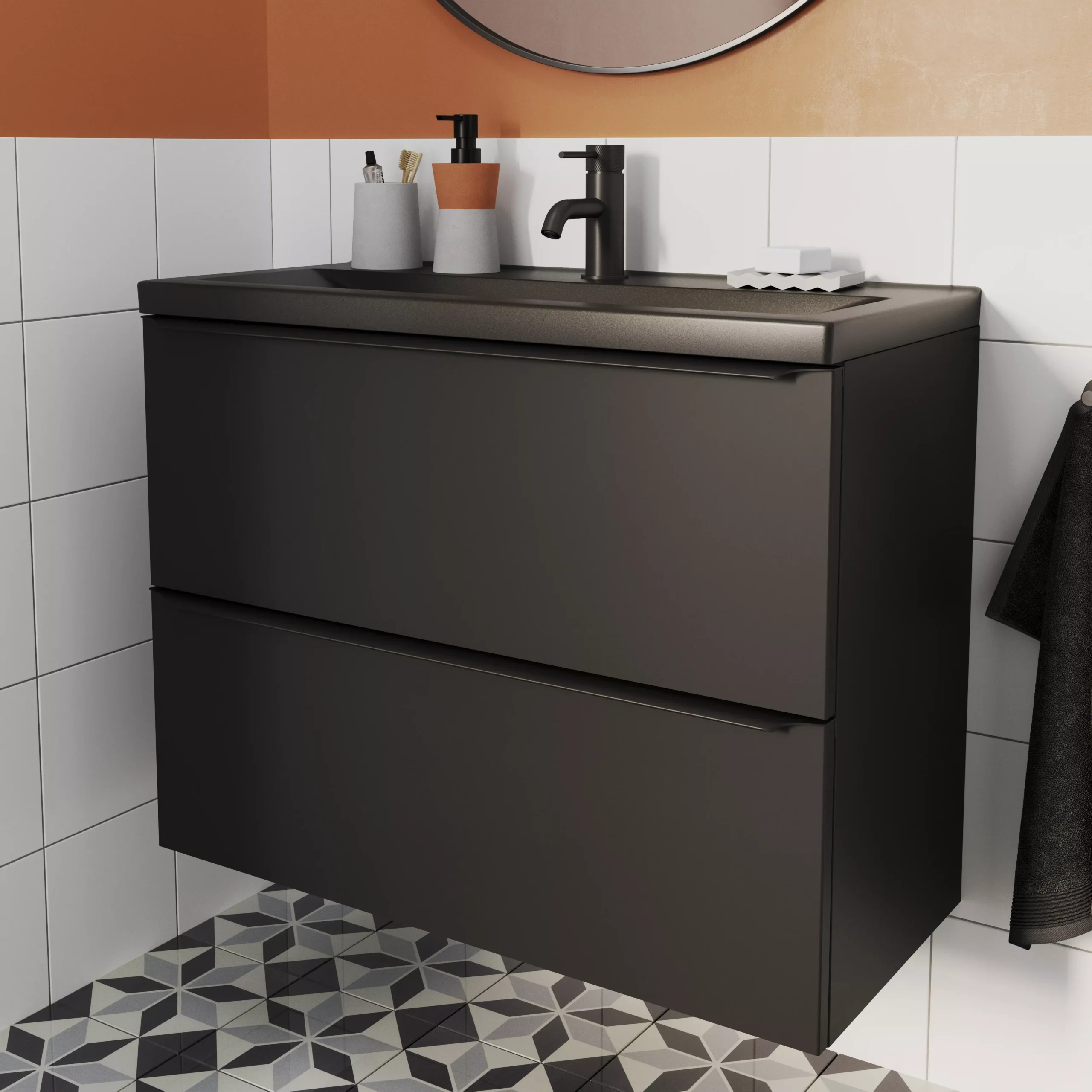 GoodHome Imandra Slimline Matt Black Wall-mounted Bathroom Cabinet (H)60cm (W)80cm 12 GoodHome Imandra Slimline Matt Black Wall-mounted Bathroom Cabinet (H)60cm (W)80cm - Image 10