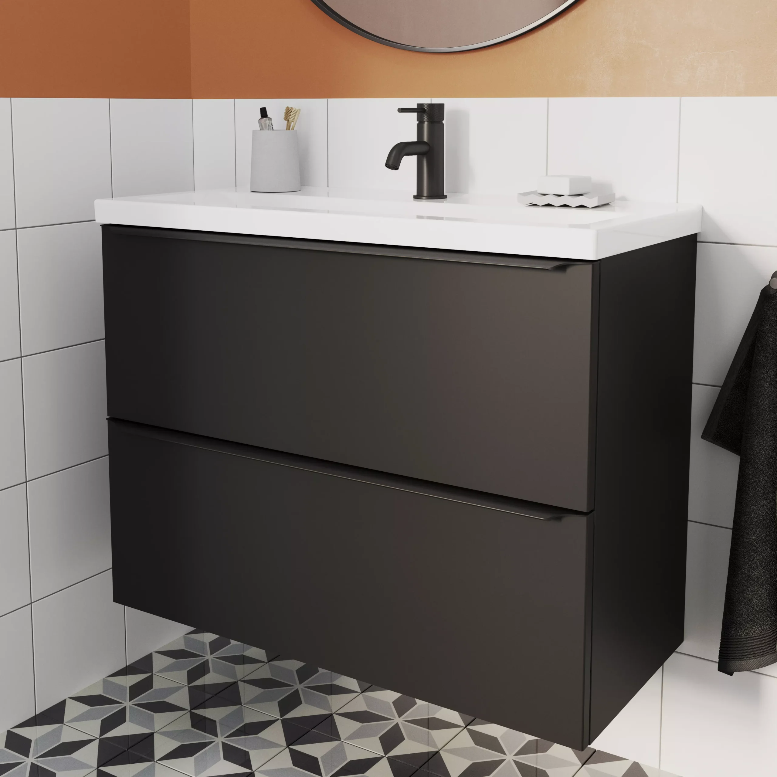 GoodHome Imandra Slimline Matt Black Wall-mounted Bathroom Cabinet (H)60cm (W)80cm 13 GoodHome Imandra Slimline Matt Black Wall-mounted Bathroom Cabinet (H)60cm (W)80cm - Image 11
