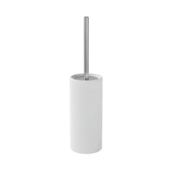 GoodHome Koros White Ceramic, Polypropylene (PP) & Stainless Steel Toilet Brush & Holder