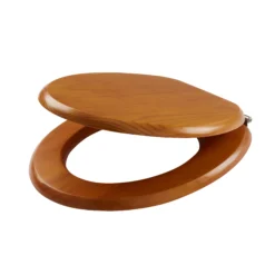 GoodHome Levanto Pine Effect Bottom Fix Standard Close Toilet Seat