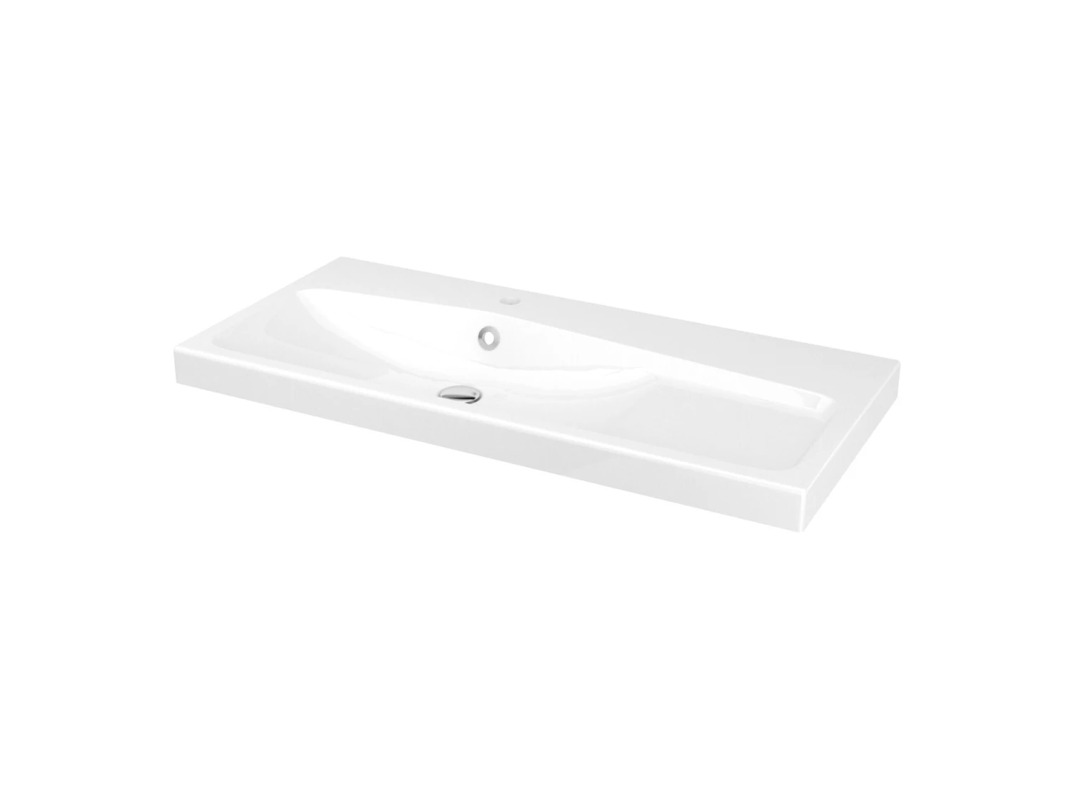GoodHome Mila White Counter-mounted Counter Top Basin (W)100.4cm 3 GoodHome Mila White Counter-mounted Counter Top Basin (W)100.4cm
