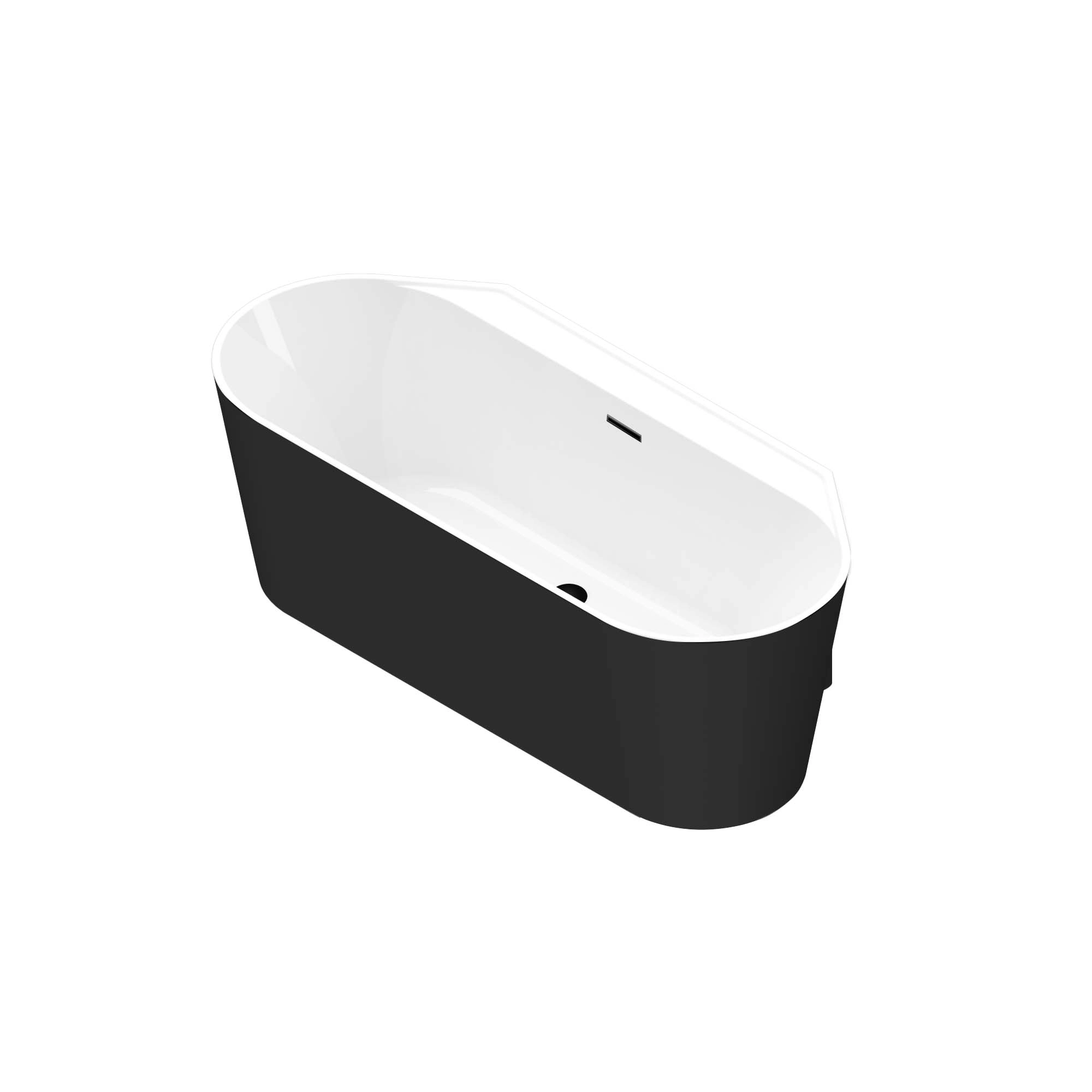 GoodHome Nakina Matt Black Acrylic Back To Wall D-shaped Double Ended Bath (L)1700mm (W)750mm 3 GoodHome Nakina Matt Black Acrylic Back To Wall D-shaped Double Ended Bath (L)1700mm (W)750mm