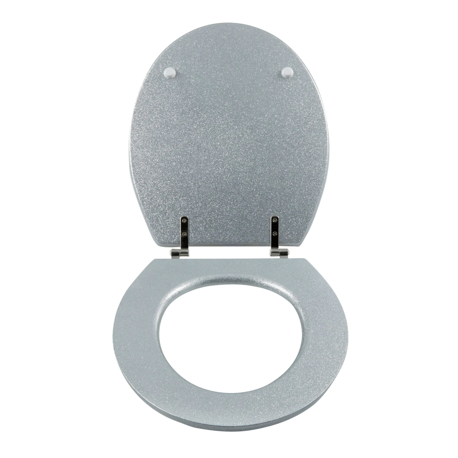 GoodHome Nosara Silver Glitter Effect Bottom Fix Standard Close Toilet Seat 4 GoodHome Nosara Silver Glitter Effect Bottom Fix Standard Close Toilet Seat - Image 2