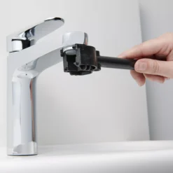 GoodHome Nyasa Medium Matt Black Round Deck-mounted Manual Basin Mono Mixer Tap -Crystal Bathware goodhome nyasa medium matt black round deck mounted manual basin mono mixer tap5059340185620 07i bq