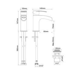 GoodHome Olmeto Basin Mono Mixer Tap -Crystal Bathware goodhome olmeto basin mono mixer tap5059340214467 02t bq