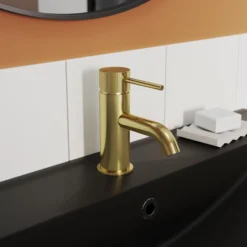 GoodHome Owens Medium Satin Gold Effect Round Deck-mounted Manual Basin Mono Mixer Tap 13 GoodHome Owens Medium Satin Gold Effect Round Deck-mounted Manual Basin Mono Mixer Tap -Crystal Bathware goodhome owens medium satin gold effect round deck mounted manual basin mono mixer tap5059340583044 01i