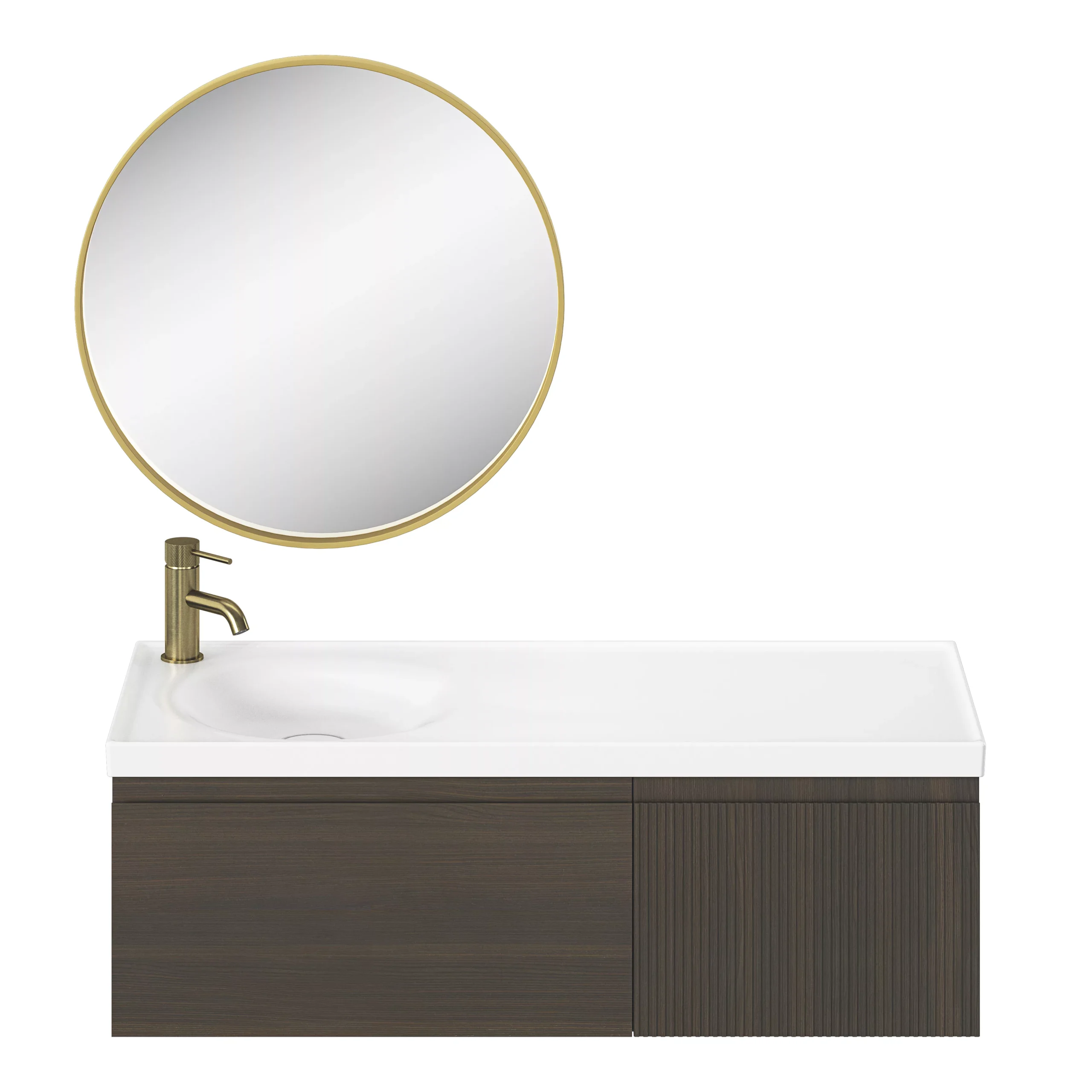 GoodHome Owens Medium Satin Gold Effect Round Deck-mounted Manual Basin Mono Mixer Tap 7 GoodHome Owens Medium Satin Gold Effect Round Deck-mounted Manual Basin Mono Mixer Tap - Image 5