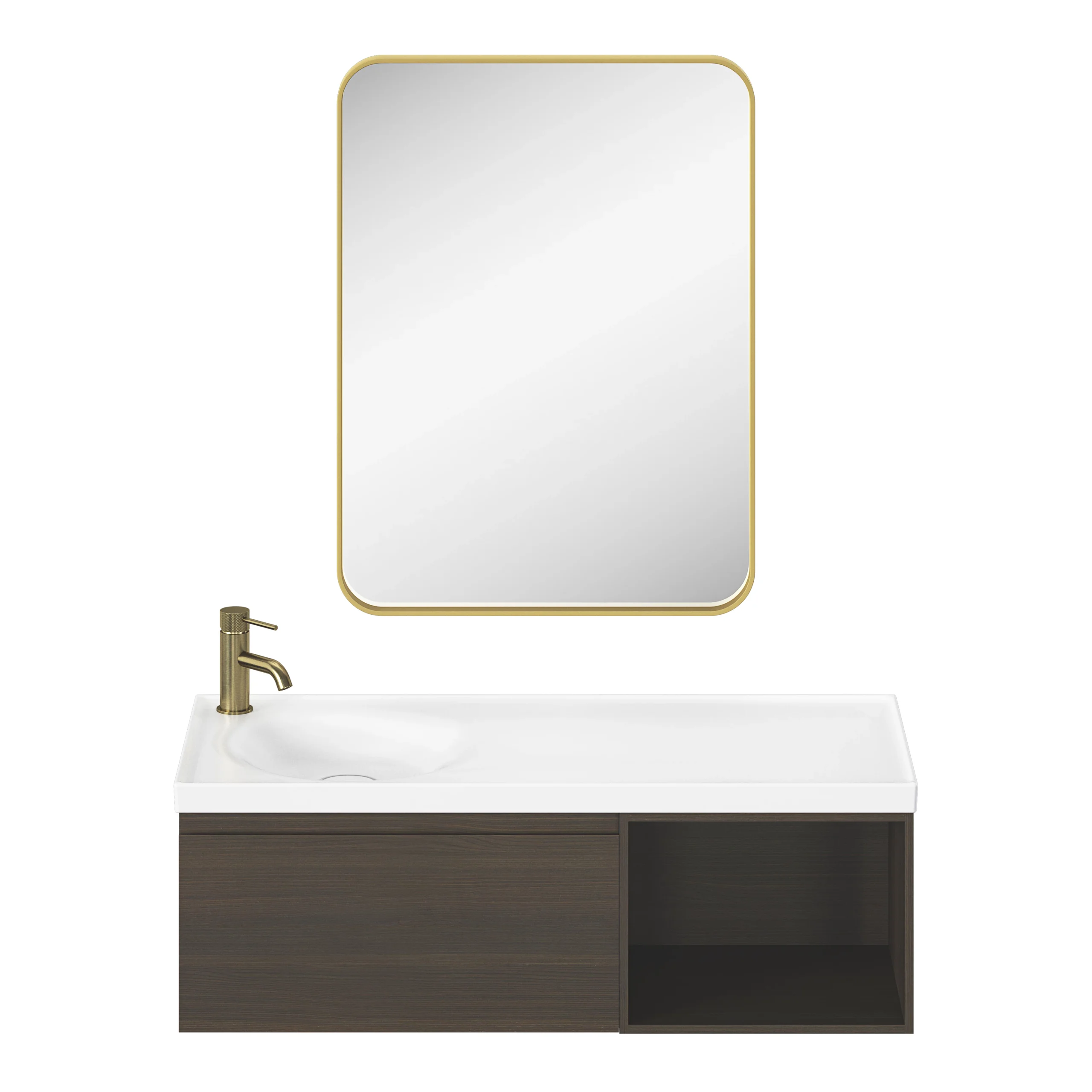 GoodHome Owens Medium Satin Gold Effect Round Deck-mounted Manual Basin Mono Mixer Tap 9 GoodHome Owens Medium Satin Gold Effect Round Deck-mounted Manual Basin Mono Mixer Tap - Image 7