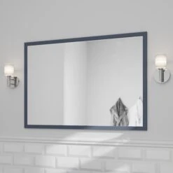 GoodHome Perma Blue Rectangular Bathroom Mirror (H)700mm (W)1000mm -Crystal Bathware goodhome perma blue rectangular bathroom mirror h 700mm w 1000mm5059340018713 01i