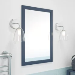GoodHome Perma Blue Rectangular Wall-mounted Bathroom Mirror (H)700mm (W)500mm -Crystal Bathware goodhome perma blue rectangular wall mounted bathroom mirror h 700mm w 500mm5059340018720 01i