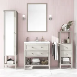 GoodHome Perma Grey Rectangular Bathroom Mirror (H)700mm (W)500mm -Crystal Bathware goodhome perma grey rectangular bathroom mirror h 700mm w 500mm5059340018201 01i