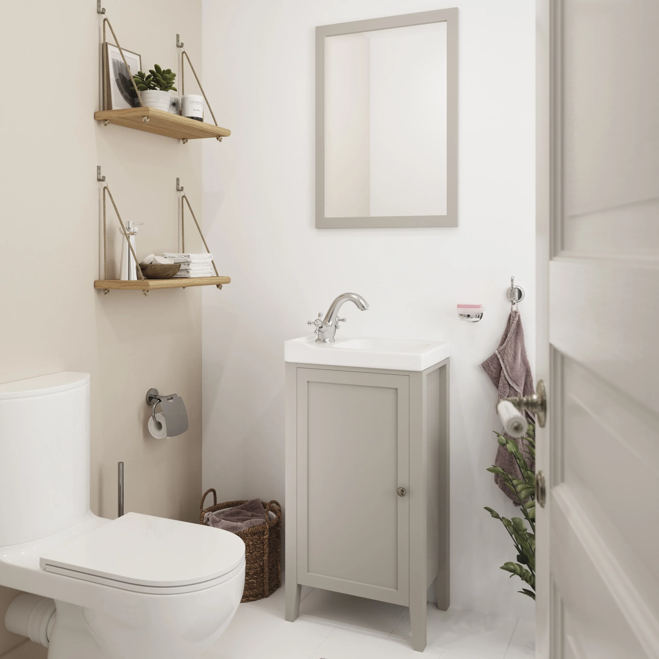 GoodHome Perma Grey Rectangular Wall-mounted Bathroom Mirror (H)70cm (W)50cm 5 GoodHome Perma Grey Rectangular Wall-mounted Bathroom Mirror (H)70cm (W)50cm - Image 3