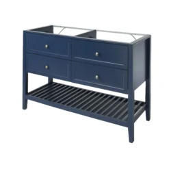 GoodHome Perma Satin Blue Bathroom Vanity Unit (H)80.6cm (W)120cm