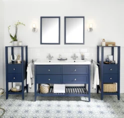 GoodHome Perma Satin Blue Bathroom Vanity Unit (H)80.6cm (W)120cm -Crystal Bathware goodhome perma satin blue bathroom vanity unit h 80 6cm w 120cm5059340018676 01i
